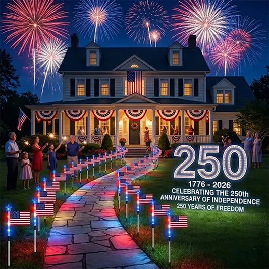8 Solar American Flag Pathway Lights