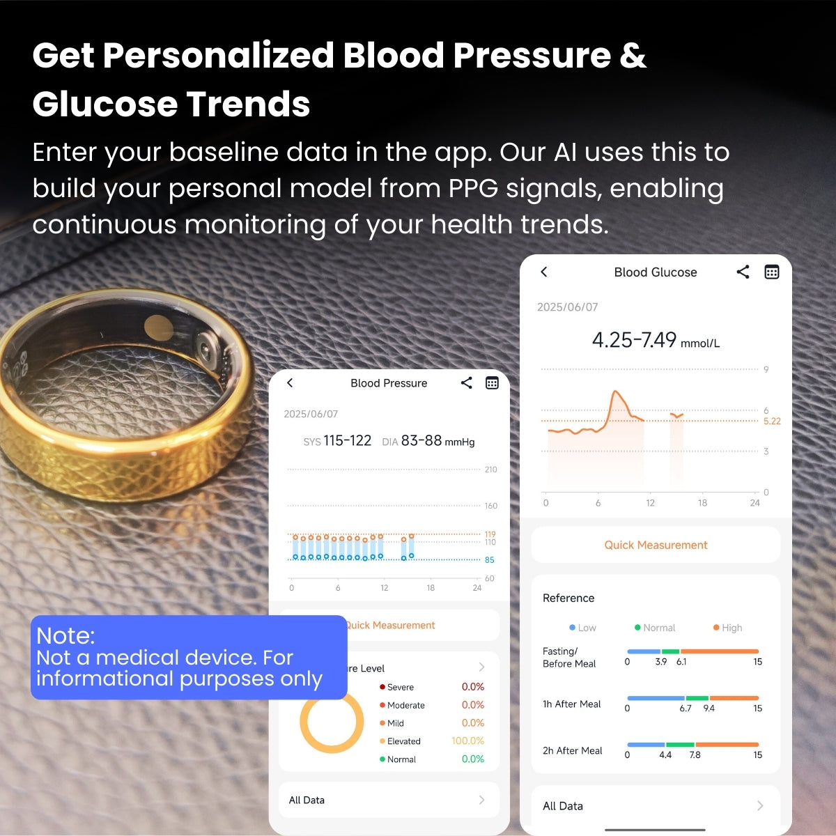 Zegory R05 Blood Sugar Blood Pressure Blood oxygen HRV Sleep Monitoring Waterproof Smart Ring